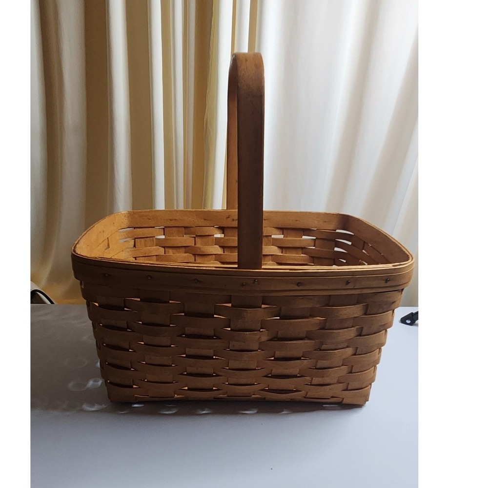 Longaberger Handwoven Basket 1994 Rectangle Stationary Handle Dresden Ohio USA